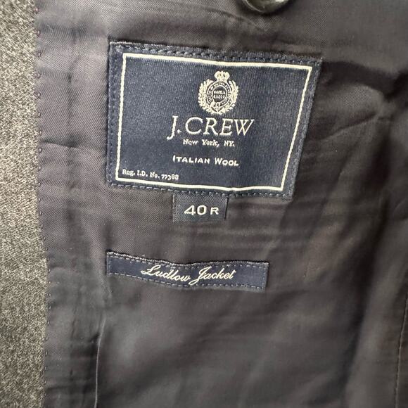 J.Crew Ludlow Men’s 40R Grey 100% Italian Wool Blazer – Modern Fit 3 Button - Picture 8 of 12